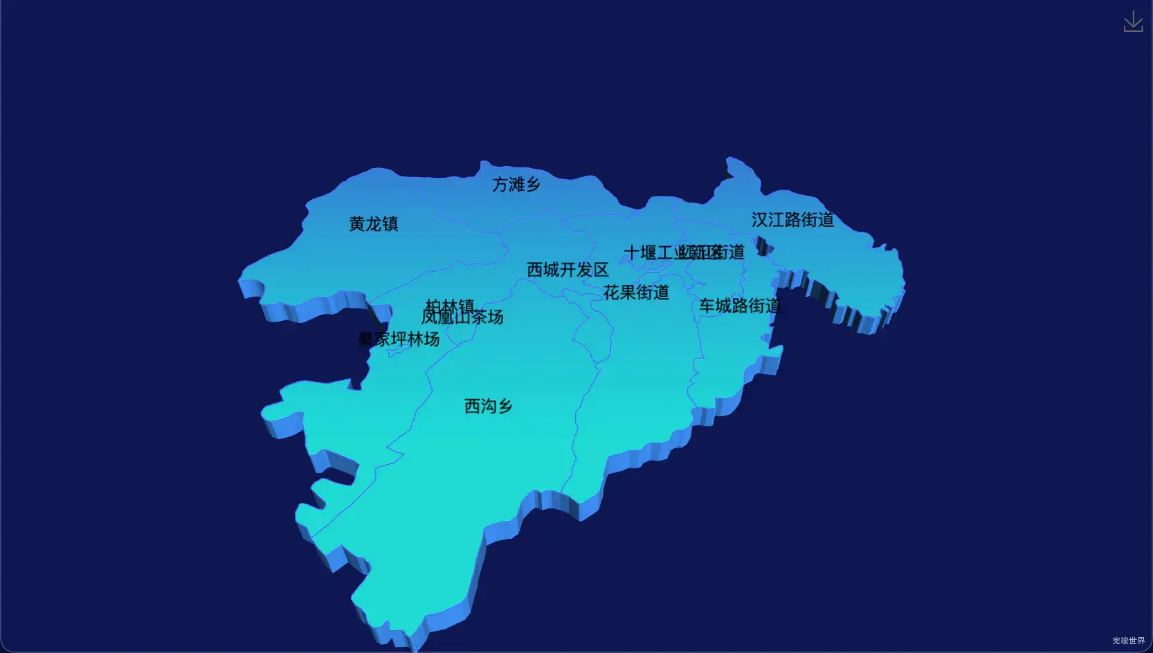 28 echarts 十堰市张湾区geoJson地图3d地图实现渐变效果